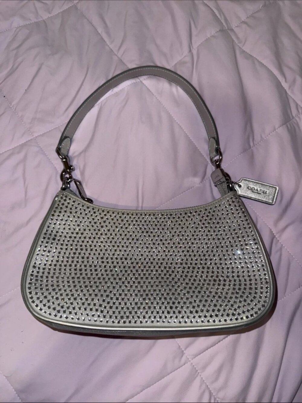 NWT Coach Teri Shoulder Bag with Crystal Rhinestones in Metallic Silver - Picture 6 of 6
